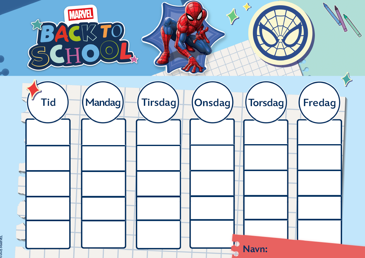 Skoleskema Disney Spider-Man